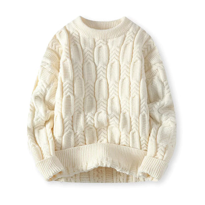 Men’s Warm Sweater - Cable Knit, Chunky, For Winter