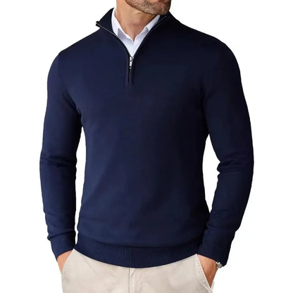 Light Timeless Men’s Knit Sweater - Zip Collar, Cotton