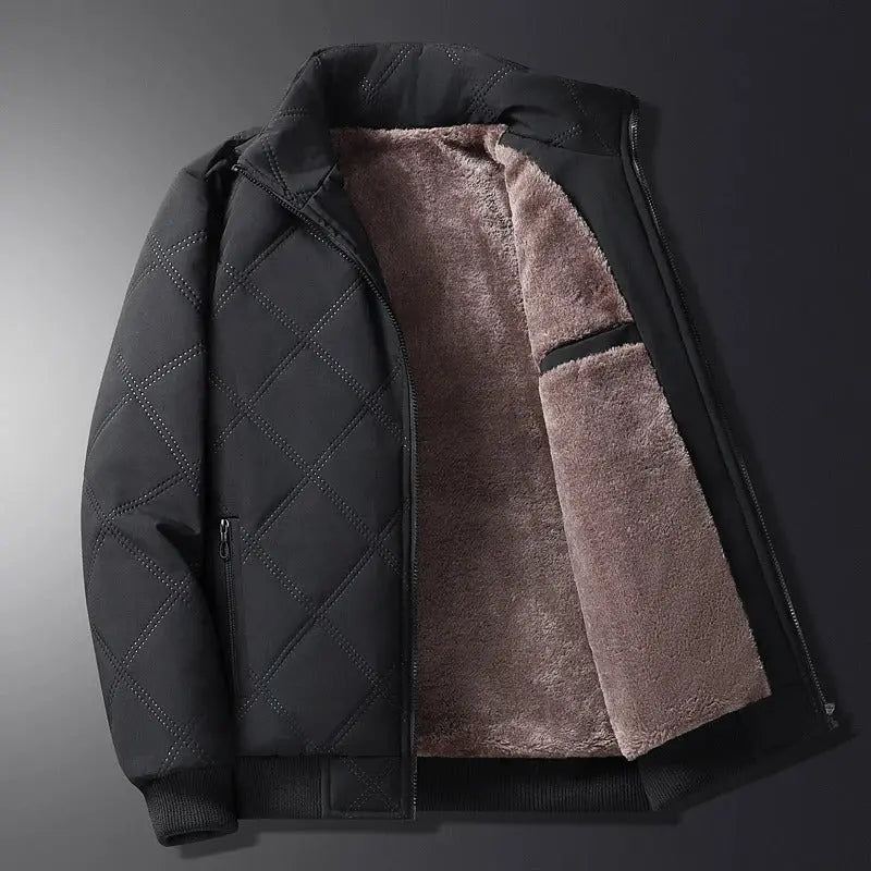 Men’s Windproof Jacket - Quilted Bomber Fleece Lined Hiking