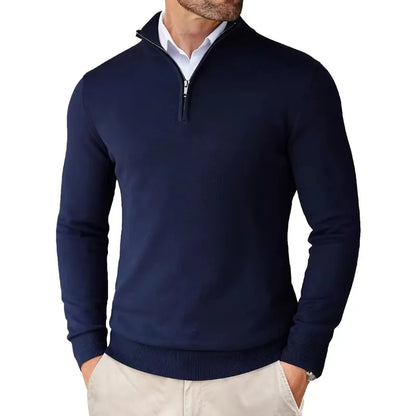 Light Timeless Men’s Knit Sweater - Zip Collar, Cotton