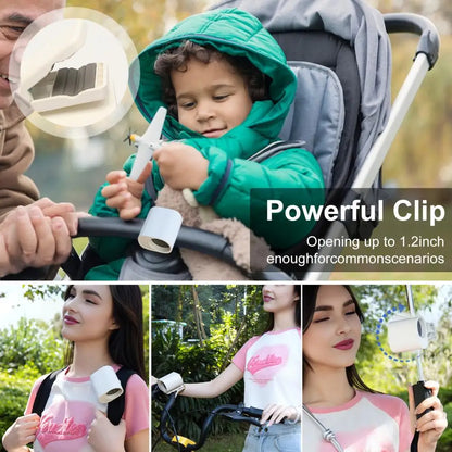 Rechargeable Clip-On Mini Fan with 360-Degree Rotation, Adjustable Speed, USB and Battery Powered for Versatile Cooling 1