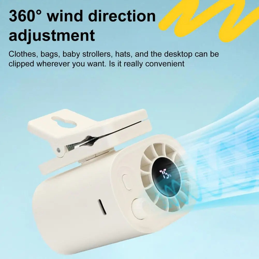 Rechargeable Clip-On Mini Fan with 360-Degree Rotation, Adjustable Speed, USB and Battery Powered for Versatile Cooling 2