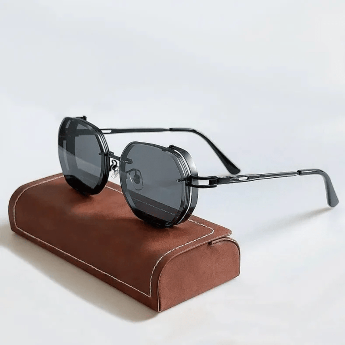 Robuste Herren-Sonnenbrille – eleganter Stahlrahmen, UV400-Schutz, für Freizeit und Reisen 0
