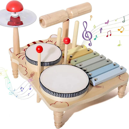 Wooden Xylophone Drum Kit For Toddlers Montessori Musical Toy