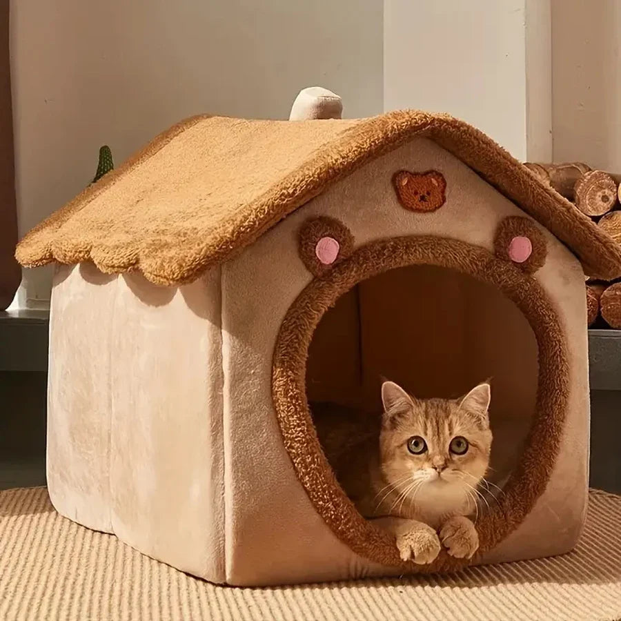 Foldable Pet House Removable Washable Cat House for Compact Pets