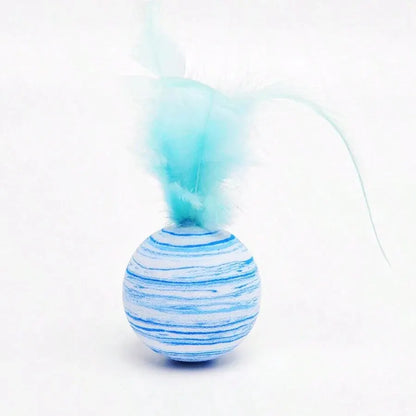 Toy Cat Striped Ball Interactive - Fun Pet Play, 5g Feather Toy