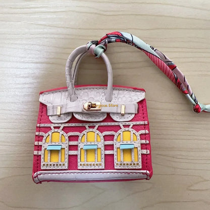 Inspired Birkin Mini Hand Bag - Platinum Bag Charm
