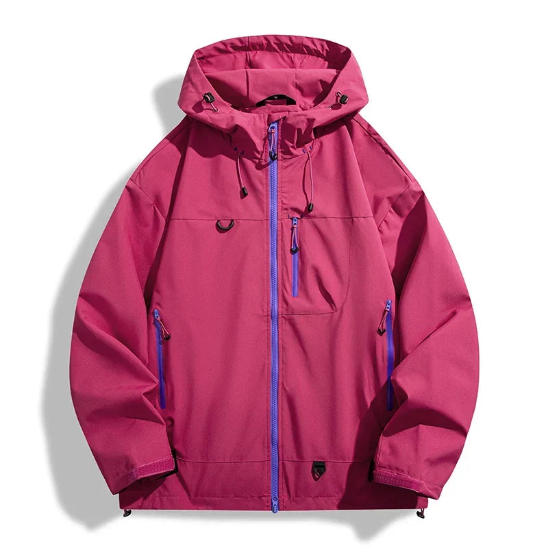 Water-Resistant Unisex Windbreaker - Hooded Single-Layer, Hiking