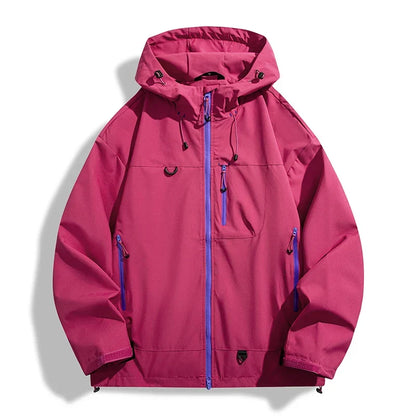 Water-Resistant Unisex Windbreaker - Hooded Single-Layer, Hiking