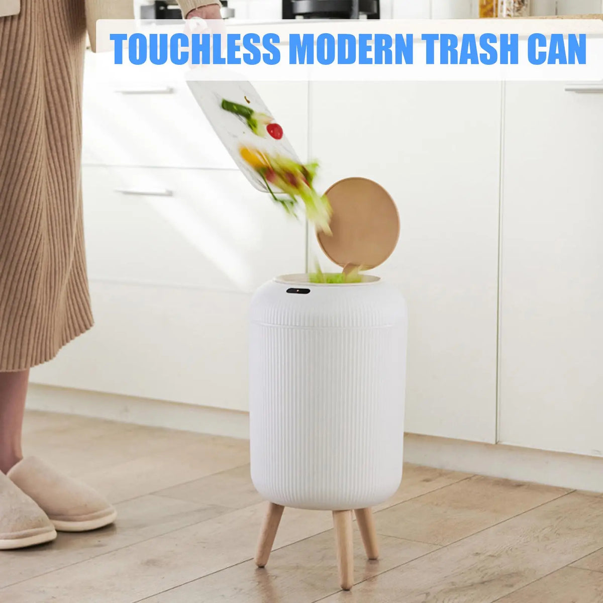 Motion Sensor Trash Can Compact Plastic Smart Bin Hands Free