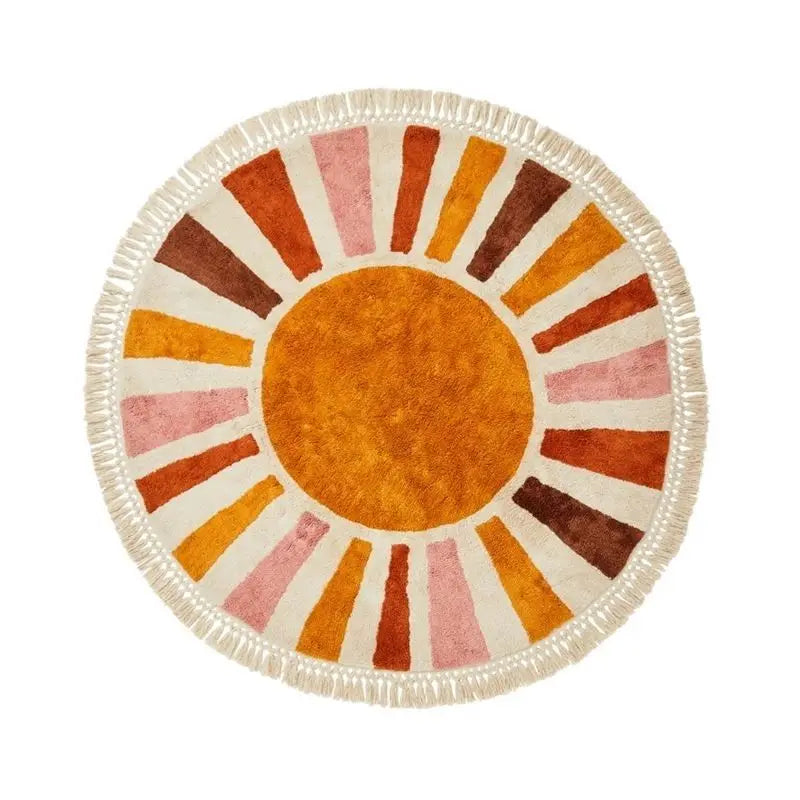 Round Fluffy Rug Tassel Nursery Play Mat Cozy Fall 2025 Plush Circle Bedroom Rug Plush Play Surface