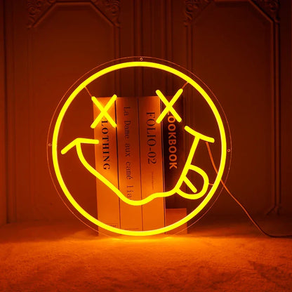 Neon LED Sign 35cm USB Powered Smile Face Wall Hanging Night Light Bedroom Decor Fall 2025 Gift