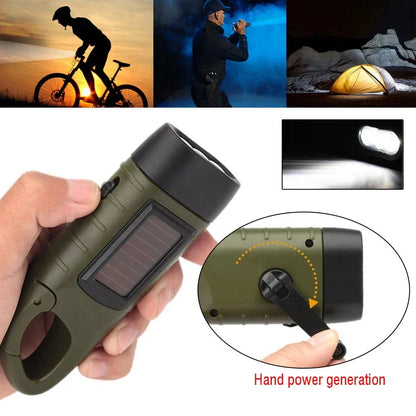 Travel-Friendly LED Flashlight Tent Light Hand Crank Solar Torch - Outdoor Camping Hiking Emergency Lantern