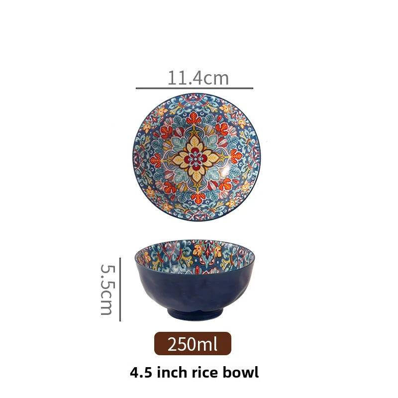 Ceramic Bohemian Rice Bowl Retro Noodle Bowl Kitchen Gift