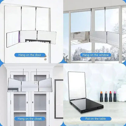 Makeup2025 Edition Mirror Retractable Hanging Three Fold Vanity Mirror Travel-Friendly Flexible Travel Back To School