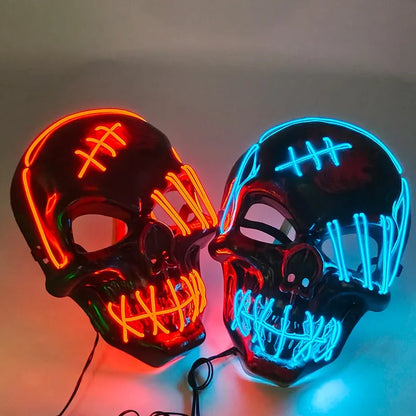 Glowing LED Skull Mask Full Face Halloween 2025 Cosplay