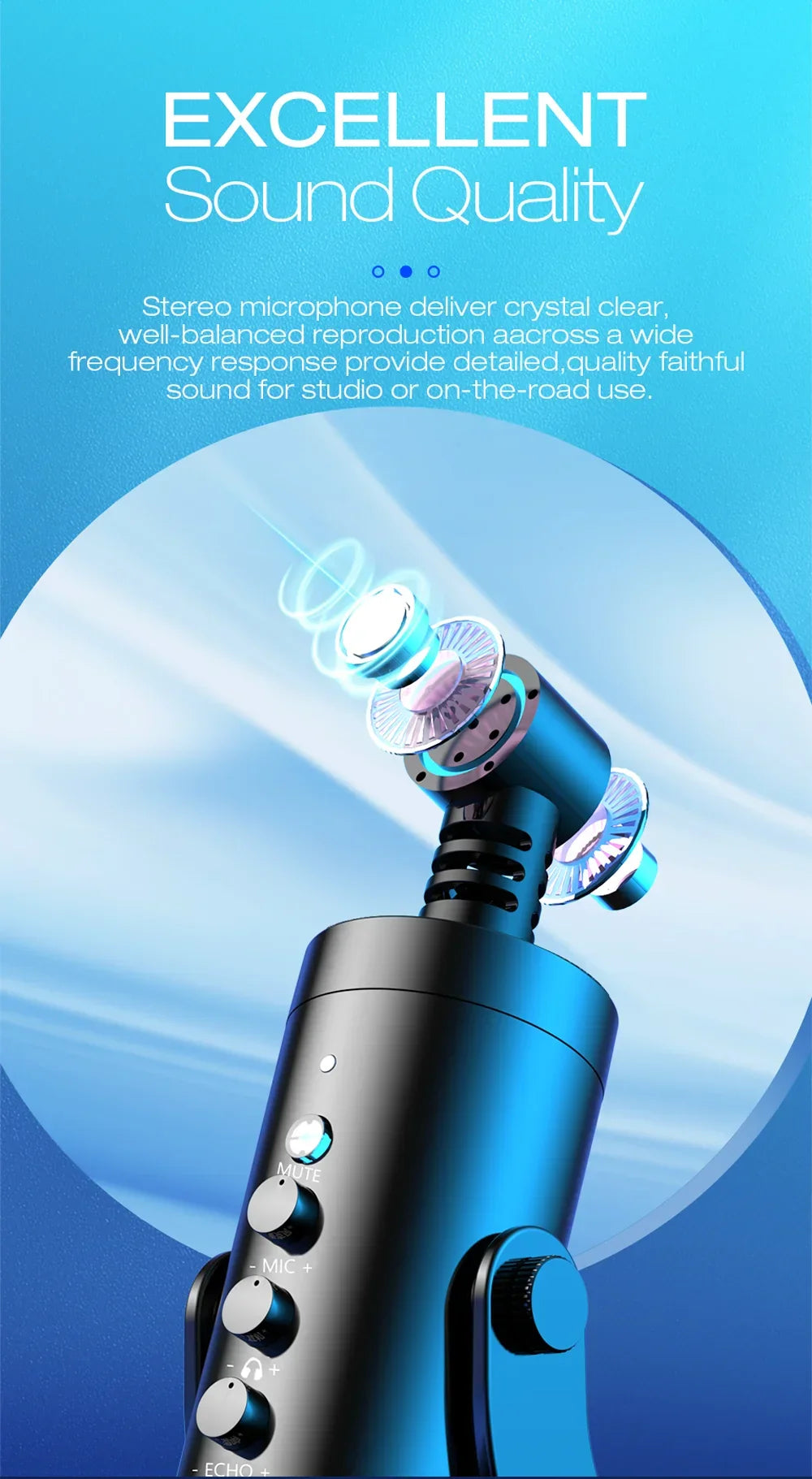 Condenser USB Microphone Desktop Mic For Streaming Podcast