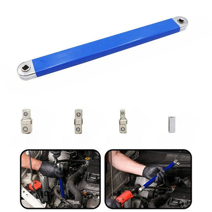 Two-Way Impact Socket Ratchet Vehicle Hand Device 2026 – Travel-Friendly Offset Extension Wrench 4-Adapter Kit
