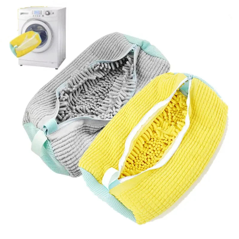 Shoe Washing Bag Cotton Laundry Bag with Zipper Closure, Sturdy Cleaning Bag for Shoes, Travel-Friendly Drying Bags