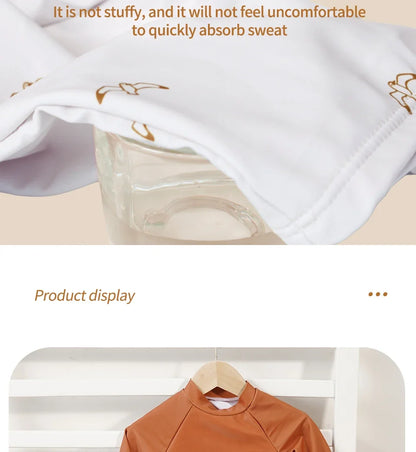 unisex Breathable baby swimsuit - long sleeve rash guard, polyester elastane, for summer pool