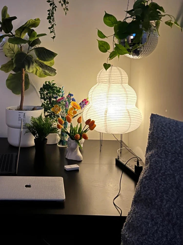 Rice LED Paper Lamp Tricolor Dimming Japanese Style