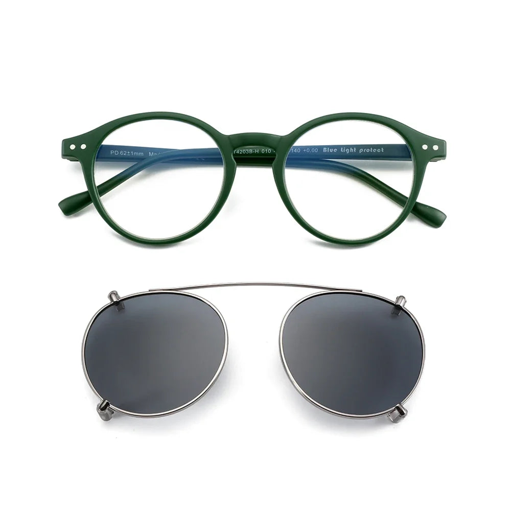 Clip2026 Edition On Sunglasses Retro Round Frames Anti Blue Light Polarizing Clip Ons Summer