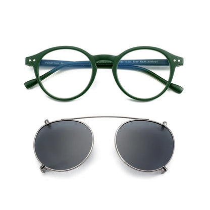 Clip2026 Edition On Sunglasses Retro Round Frames Anti Blue Light Polarizing Clip Ons Summer