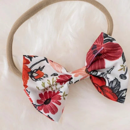 Plush baby girl dress - floral print, bowknot accents, cotton-elastane, summer wear