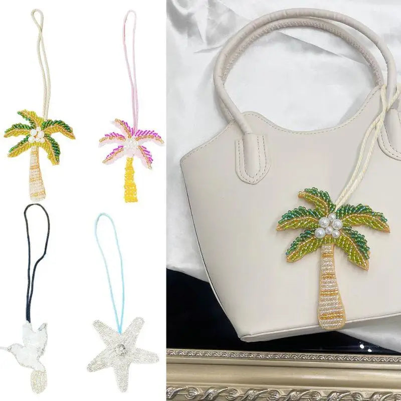 Tree Coconut Sequin Patch Keyring Bag Pendant Handmade