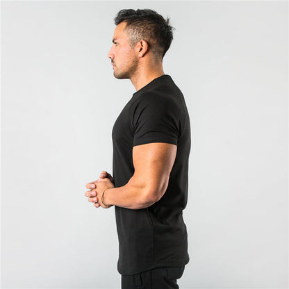 short sleeve, cotton blend, for workout & casual wear – Breathable slim fit men's gym t-shirt