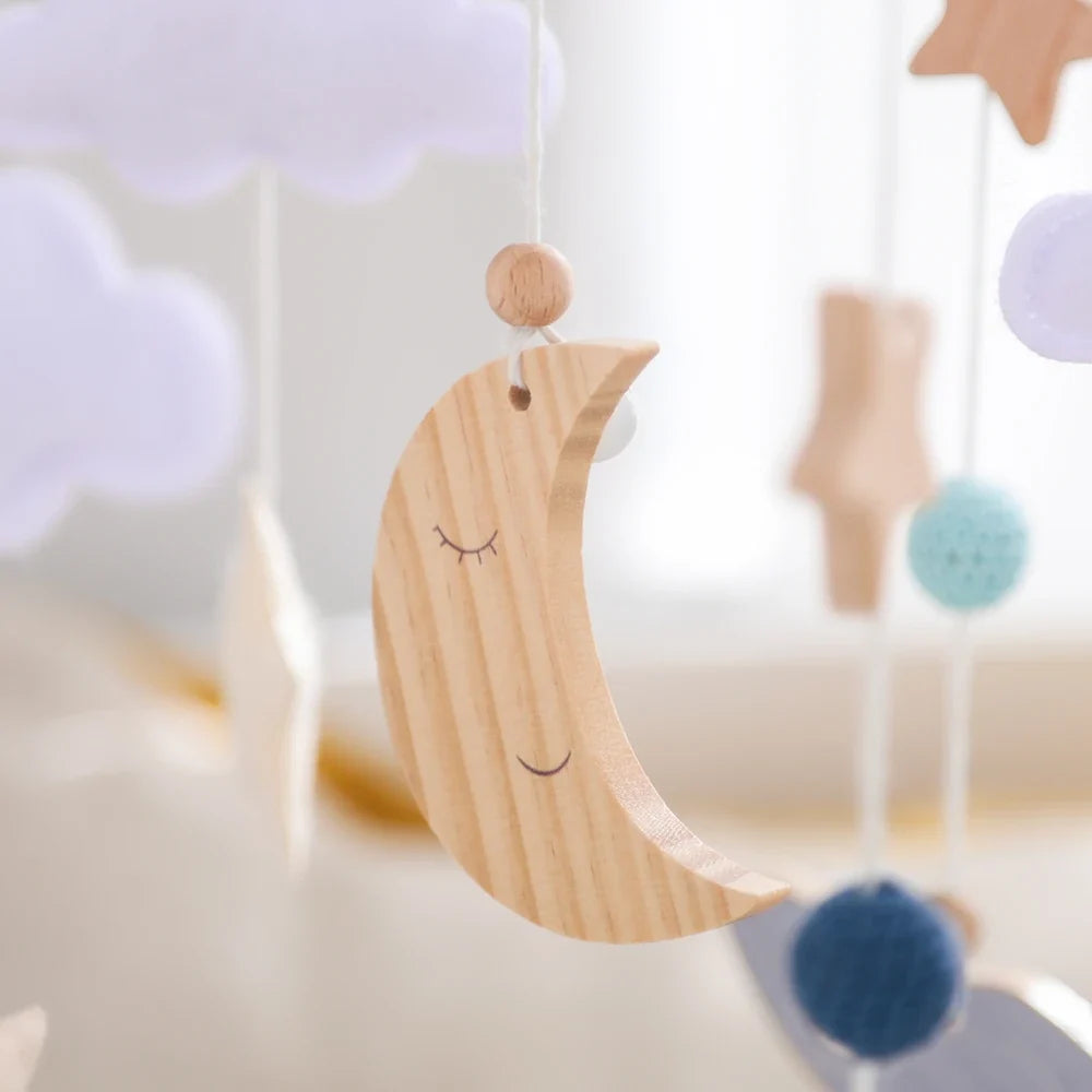 Rocket Wooden Crib Mobile Newborn Sensory Toys Soothing