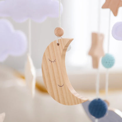 Rocket Wooden Crib Mobile Newborn Sensory Toys Soothing