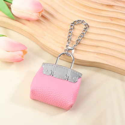 1+1 Free Birkin Inspired Mini Hand Bag - Compact Bag Charm Keychain with Metal Chain