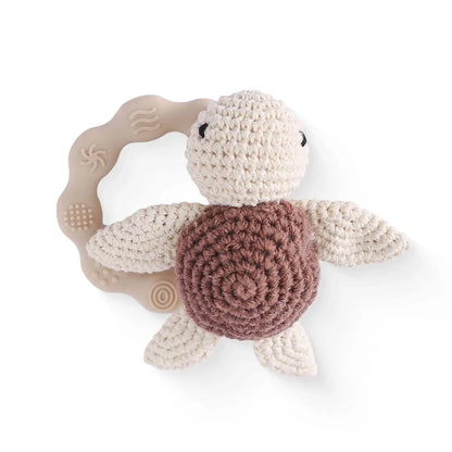 Bear Crochet Teether Rattle Ring Newborn Sensory Toys