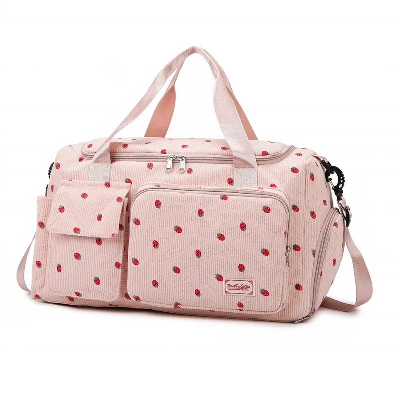 Travel Corduroy Tote Bag Large Capacity Carry On With Shoe Compartment Summer Travel 2026 Duffle