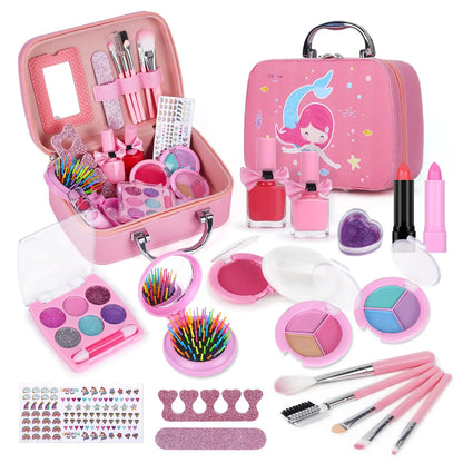 Kids2025 Edition Makeup Kit Pink Washable Princess Play Kit Safe Non Toxic Back To School Gift