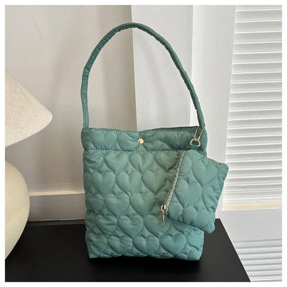 padded square shoulder bag, polyester, casual everyday – Cozy women's quilted tote