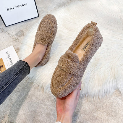 Plush Slip-On Shoes with Non-Slip Sole for Comfort and Style, Warm Indoor Footwear, Lightweight Casual Shoes-4