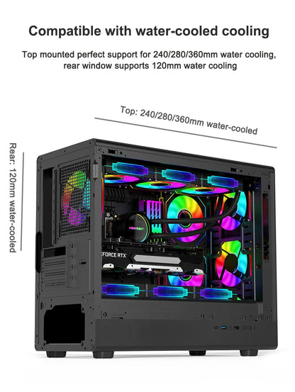Vertical MicroATX Glass PC Case Supports 360mm Radiator