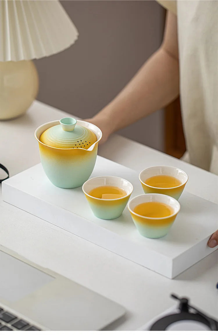 Travel-Friendly Ceramic Travel Tea Kit With Case Gift Kit