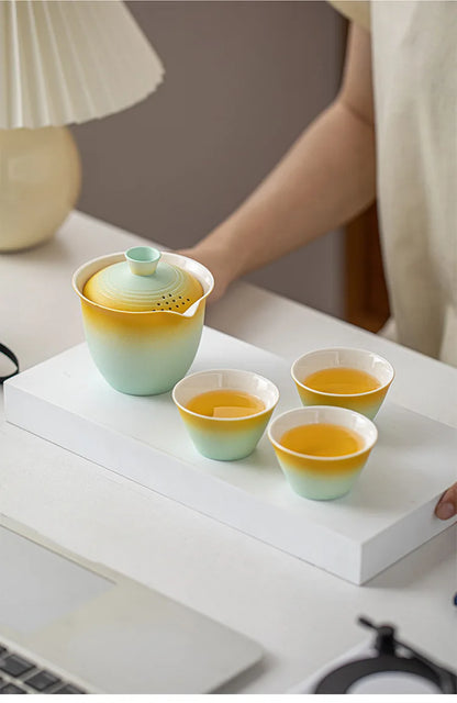 Travel-Friendly Ceramic Travel Tea Kit With Case Gift Kit