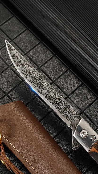 Outdoor Camping Multi-Use EDC 2026 – Damascus Pattern Folding Pocket Knife Stainless Steel