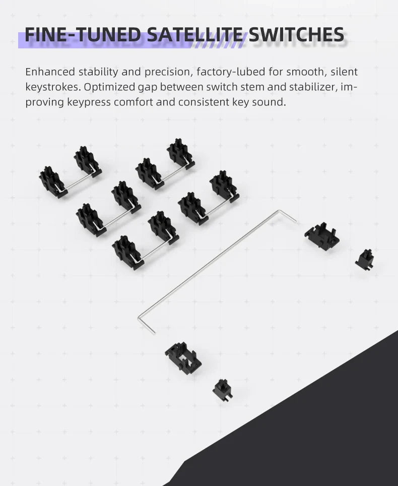 Cordless Low Profile Mechanical Keyboard 98 Keys PBT