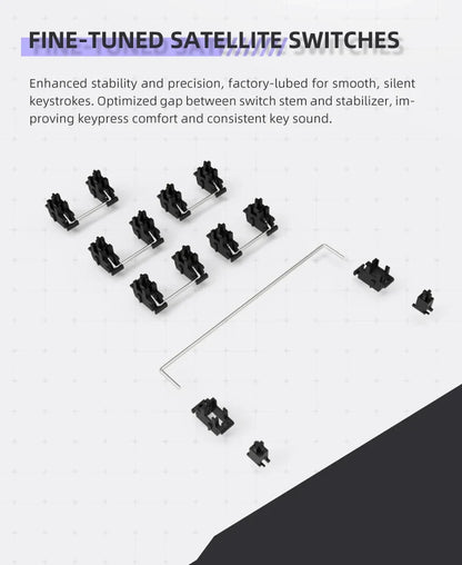 Cordless Low Profile Mechanical Keyboard 98 Keys PBT