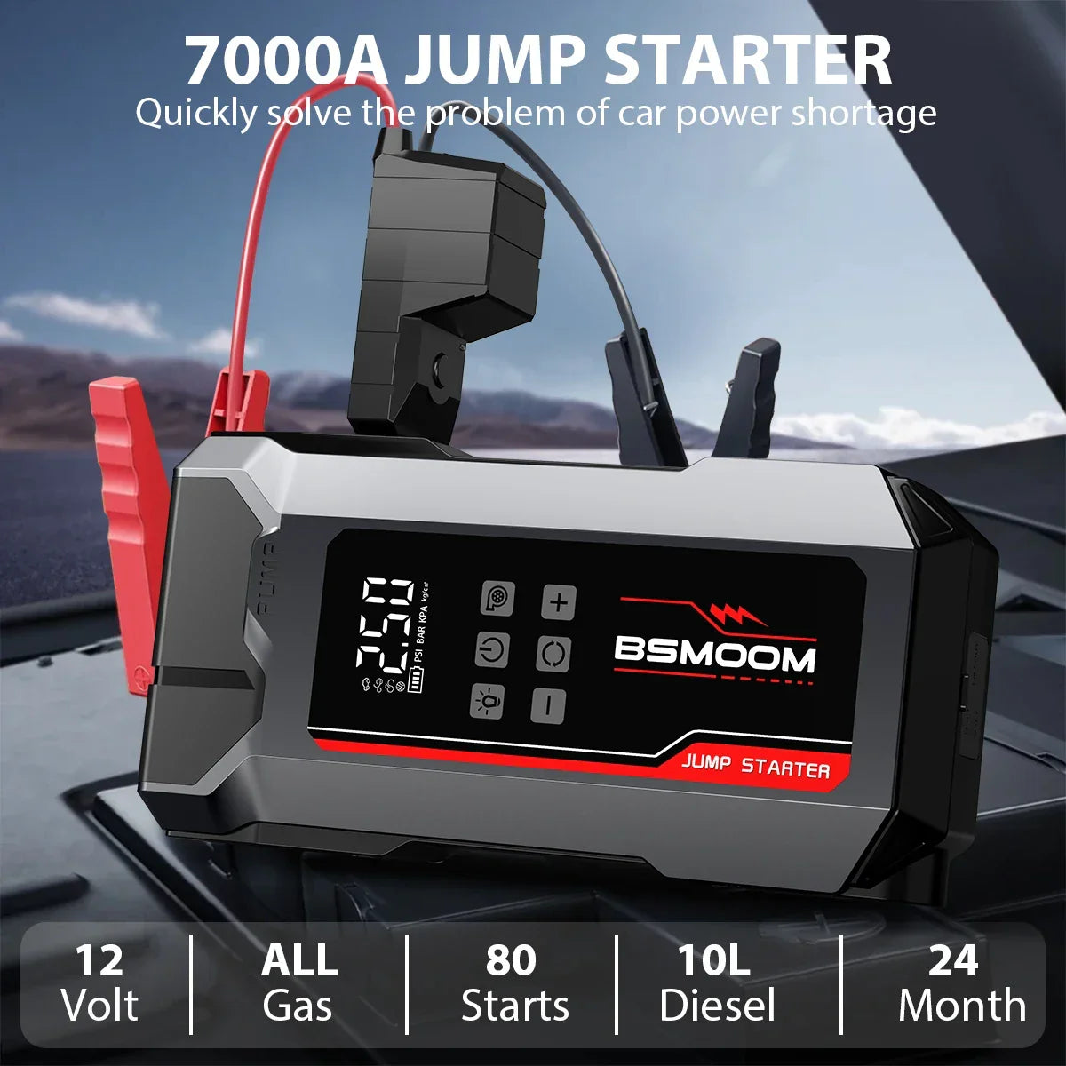 Car Jump Starter All In One Travel-Friendly Power Bank With Cordless Tire Inflator Fall 2025 Emergency Prep Gift