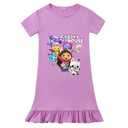 Princess-Style, Flowy, Mid-Calf Length, Cotton, For Party Wear – Light Girls’ Dress