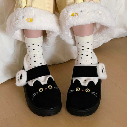 Plush Women’s Cat Slippers - Cat-Face Design, Plush Lining, Cozy Indoor Lounging