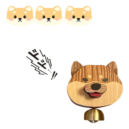 Shiba Wooden Inu Wind Chime Doorbell - Magnetic Shopkeepers Bell for Door Opening