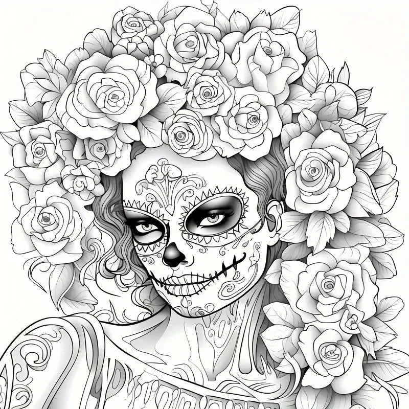 Book Coloring Upgraded Thickened Paper Sugar Skull Art Halloween Trend Gift Idea 22 Pages
