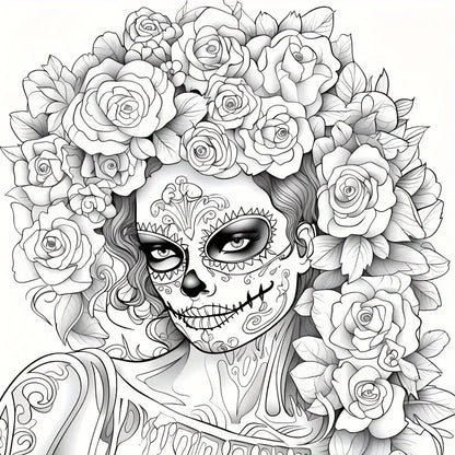 Book Coloring Upgraded Thickened Paper Sugar Skull Art Halloween Trend Gift Idea 22 Pages